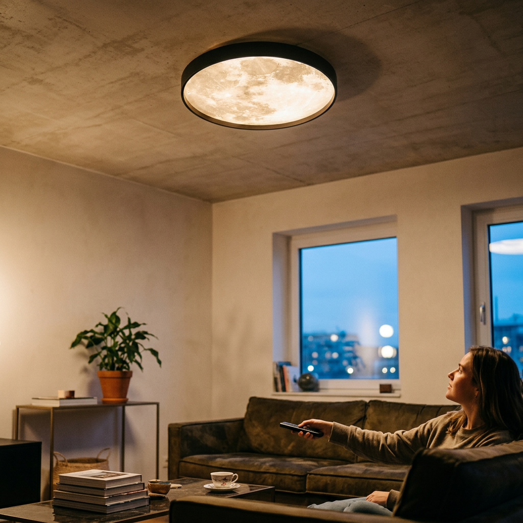 Modern Minimalist Moon Round Iron Acrylic LED Flush Mount Ceiling Light