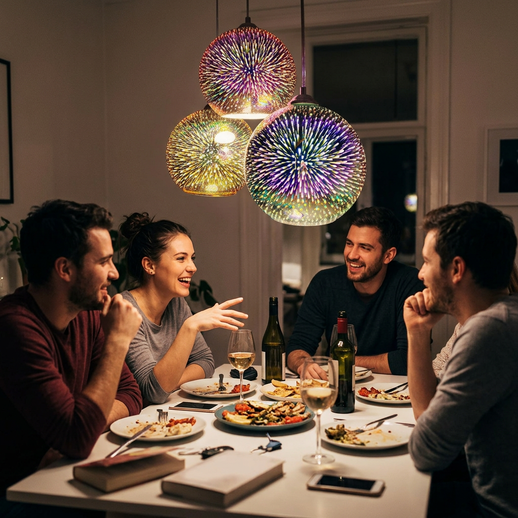 Modern Creative 3D Colorful Fireworks Glass Dome Pendant Light