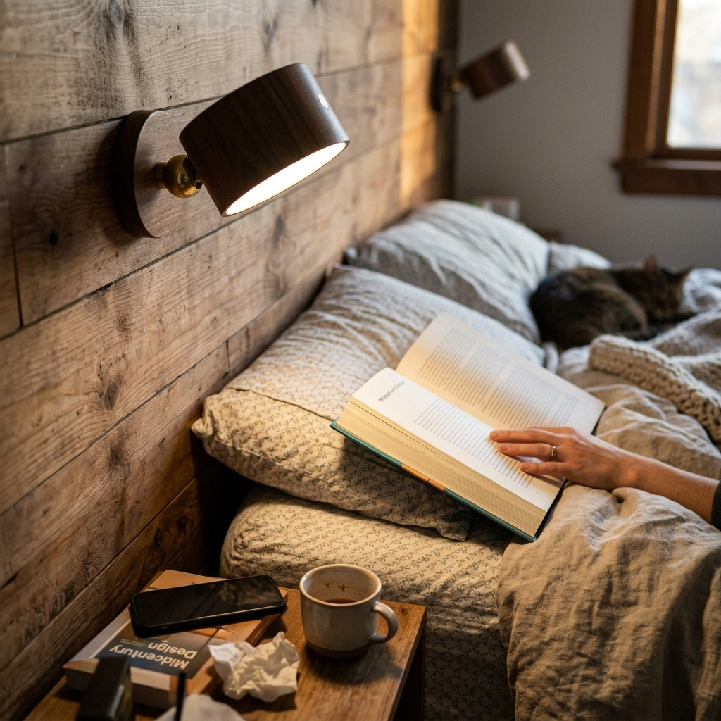 Simple Wooden USB Rechargeable Touch Magnetic LED Night Light Wall Sconce