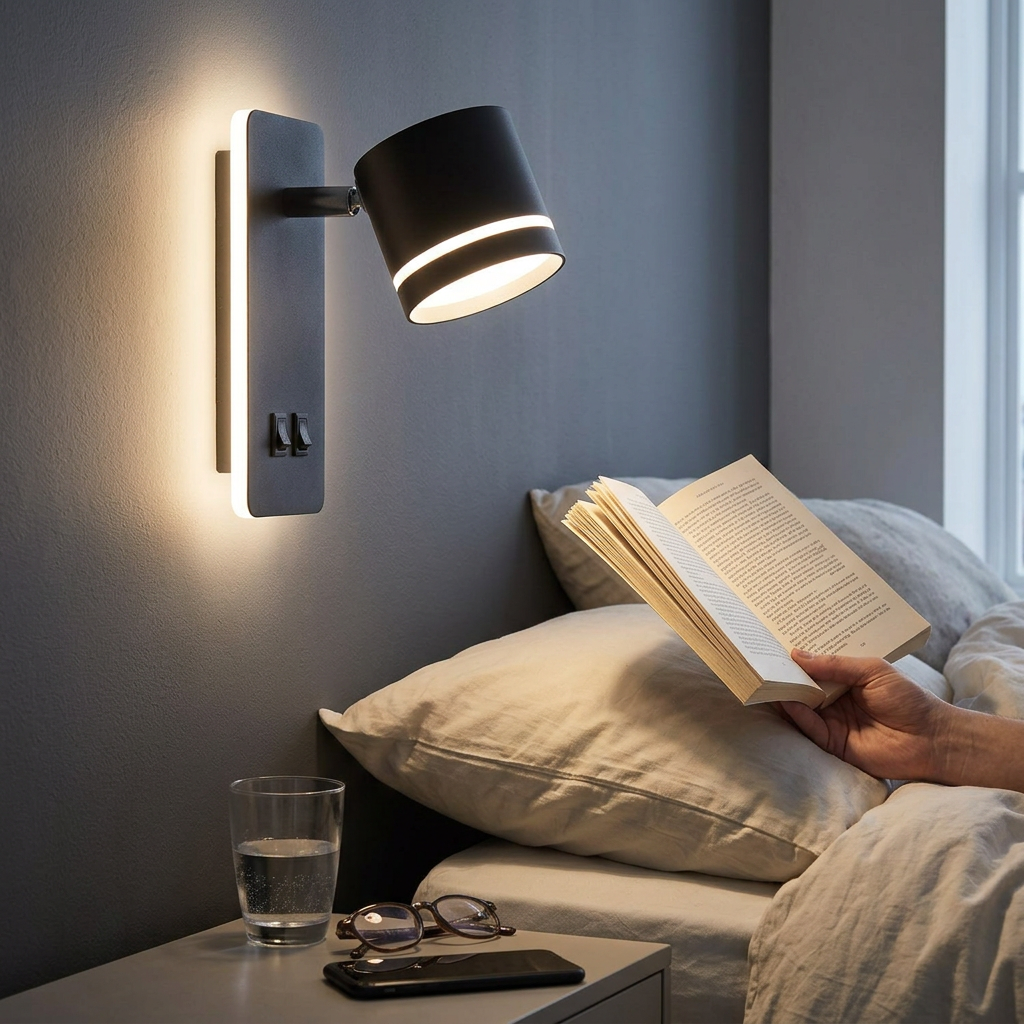 Contemporary Nordic Iron Square Spotlight Rotatable LED Reading Wall Sconce Lamp