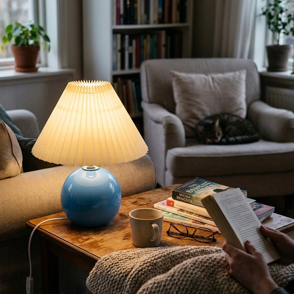 Nordic Minimalist Ceramic Pleated 1-Light Table Lamp