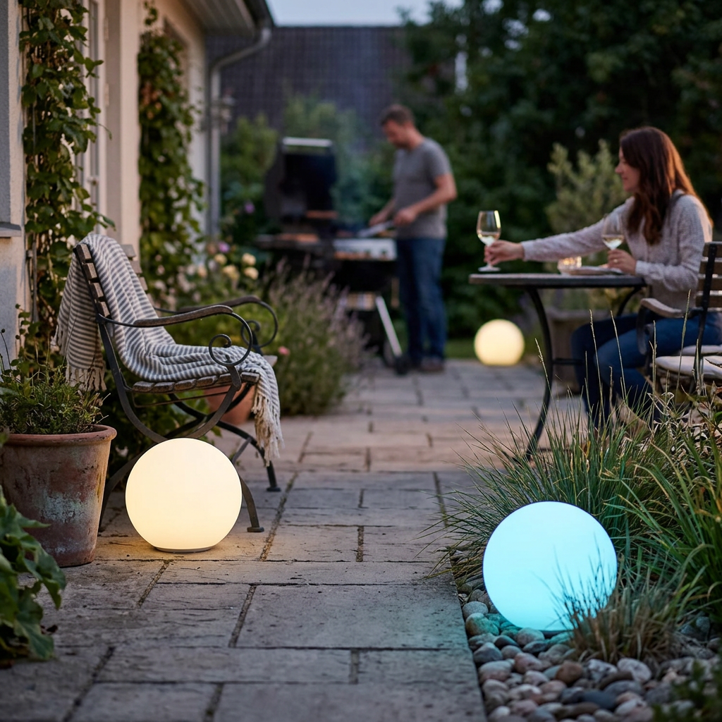 Solar Waterproof PE Spherical LED Outdoor Decorative Lawn Light