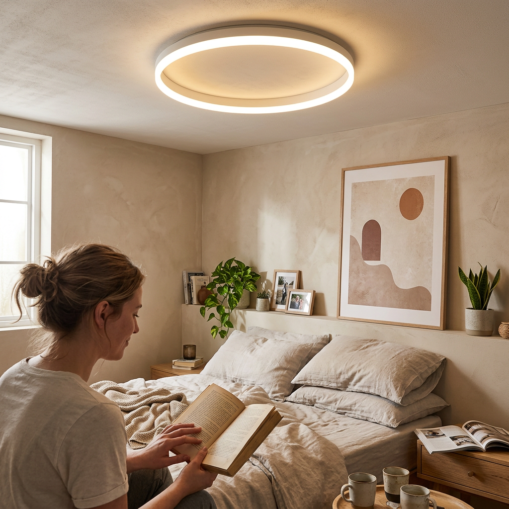 Nordic Minimalist Circle Ring Iron Acrylic LED Flush Mount Ceiling Light