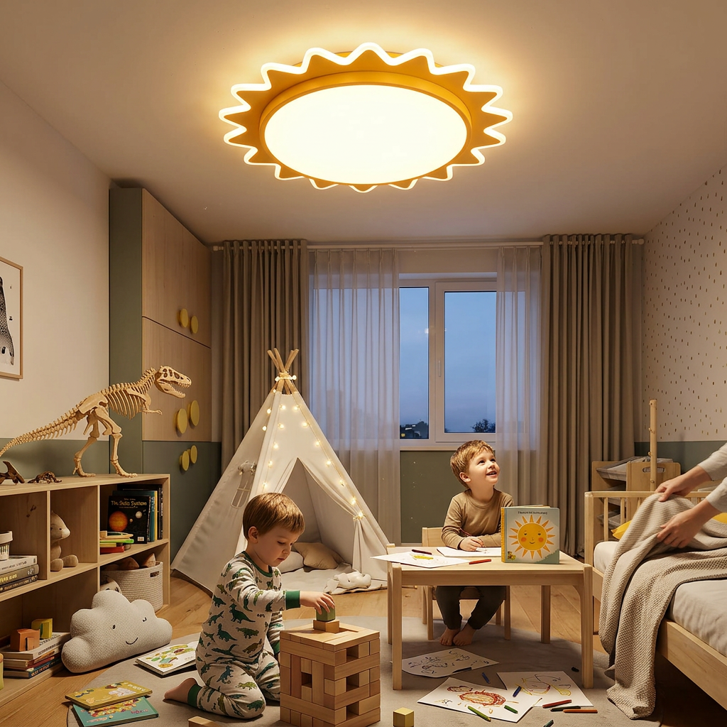 Creative Cartoon Sun Shaped LED Flush Mount Ceiling Light