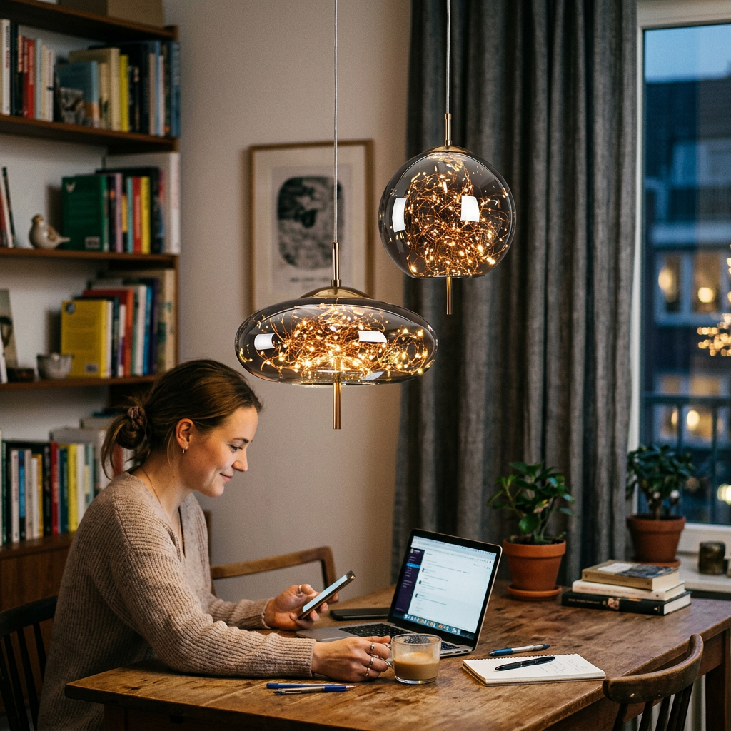 Contemporary Scandinavian Cylinder Oval Glass 1-Light Pendant Light For Bedroom