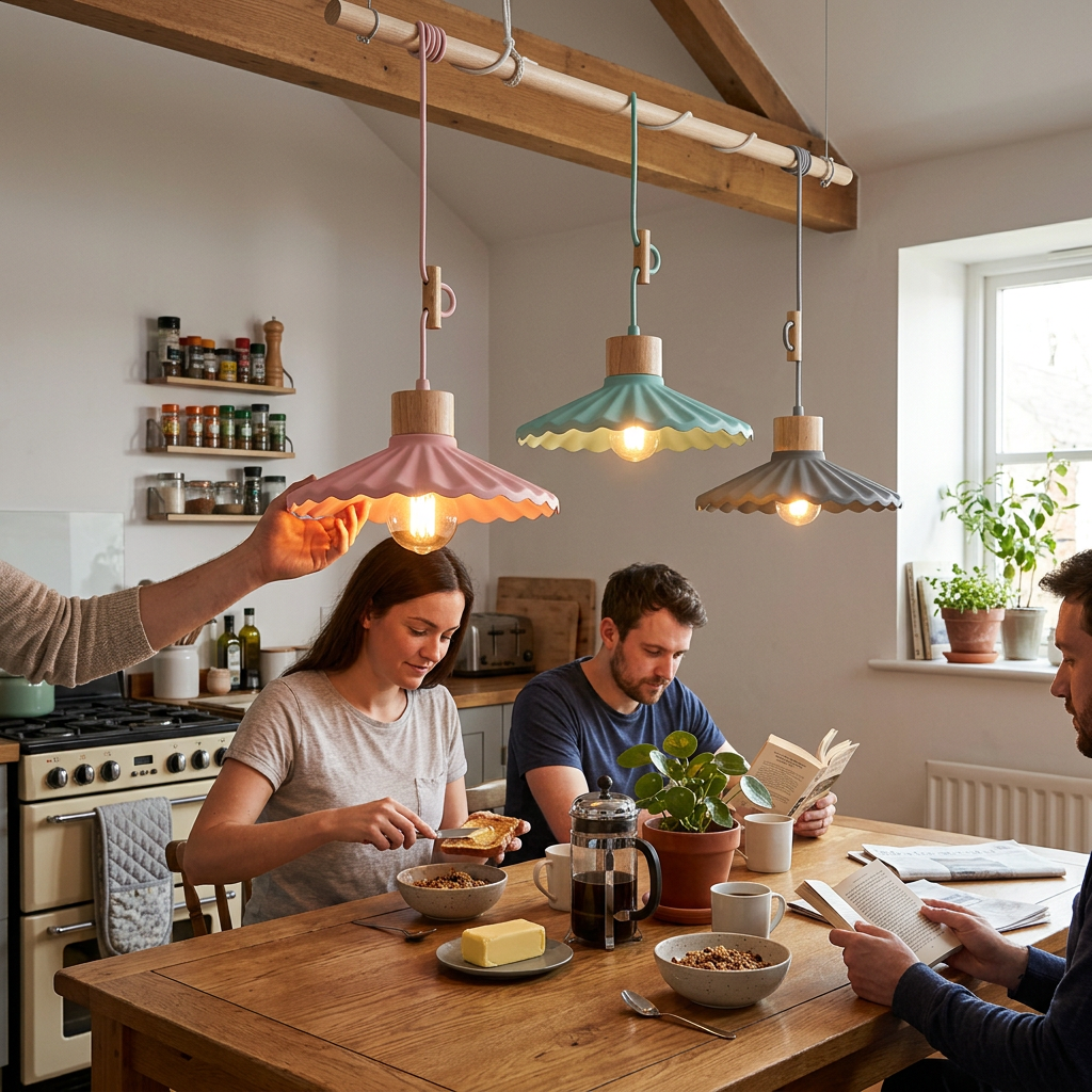 Modern Macaron Cement Scalloped Shade 1-Light Pendant Light for Living Room