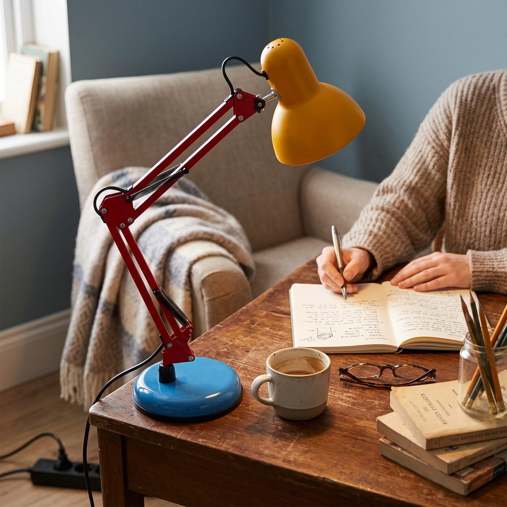 Modern Simplicity Memphis Iron Half Circle 1-Light Table Lamp For Study