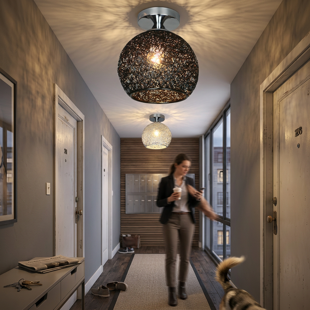 Modern Colorful 1-Light Dome Semi-Flush Mount Light