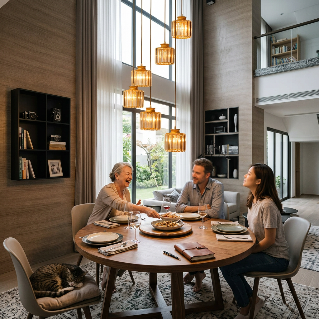 Modern Prismatic Crystal Cylindrical 6-Light Stairway Chandeliers