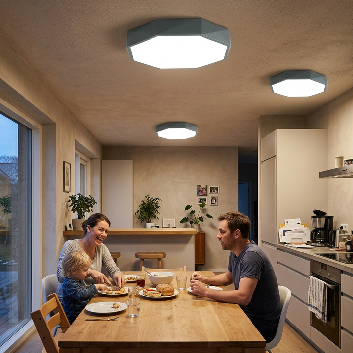 Contemporary Nordic Macaron Diamond Geometry Iron Acrylic LED Flush Mount Ceiling Light For Living Room