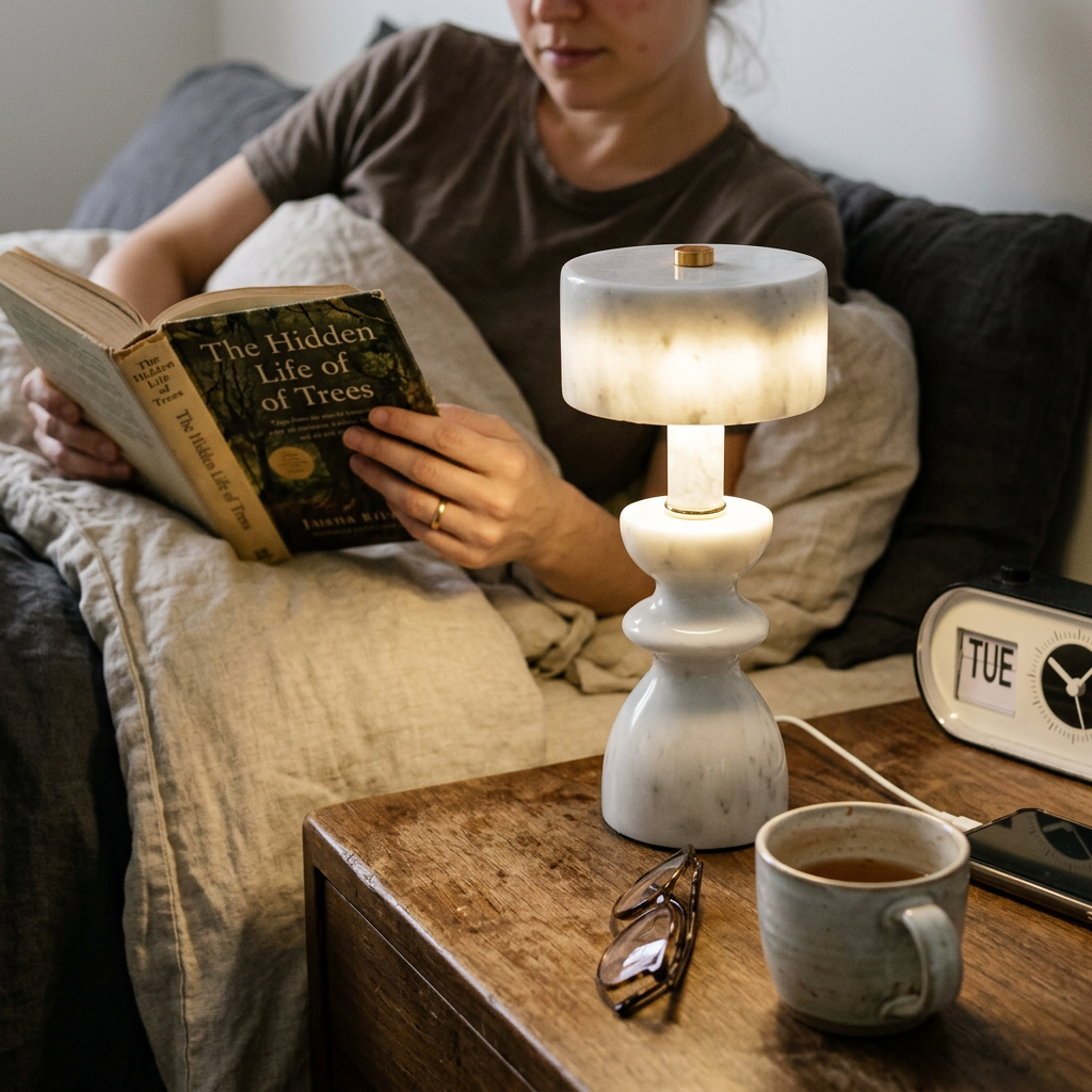Modern Minimalist Aluminum Marble USB LED Table Lamp