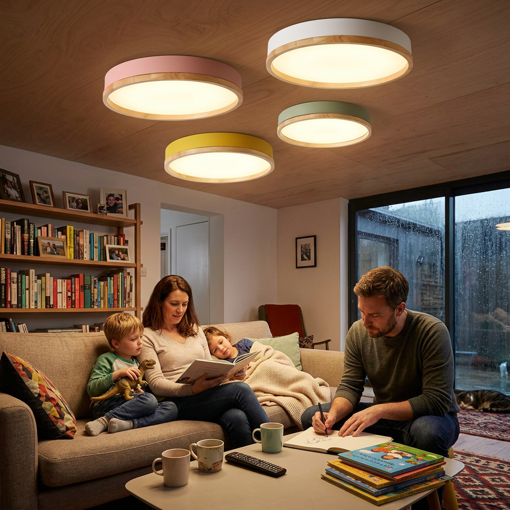 Simple Macaron Round Acrylic LED Flush Mount Ceiling Light