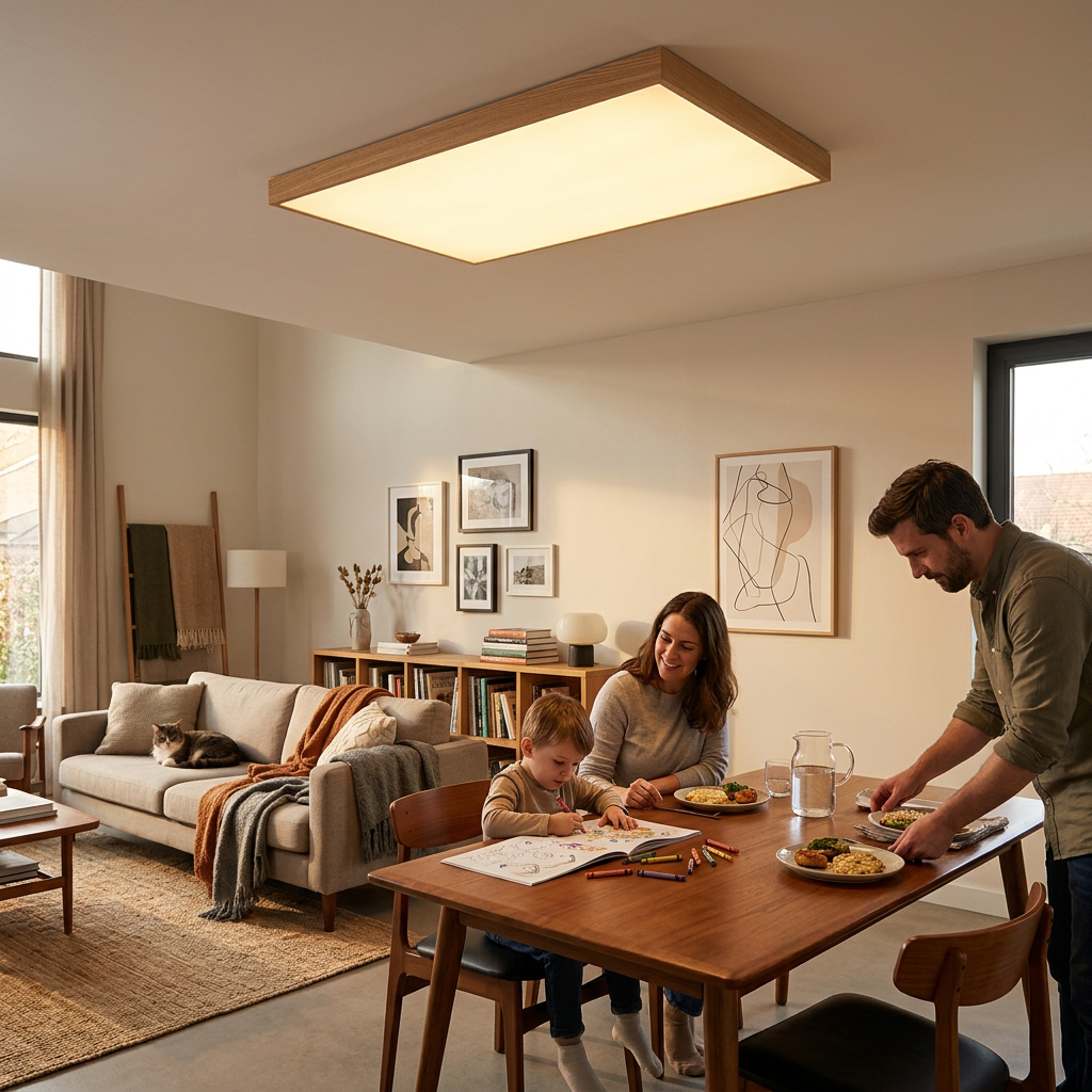 Modern Minimalist Solid Wood Acrylic Square Rectangle LED Flush Mount Ceiling Light