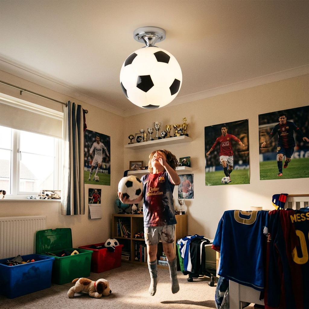 Creative Basketball Soccer Glass 1-Light Semi-Flush Mount Ceiling Light