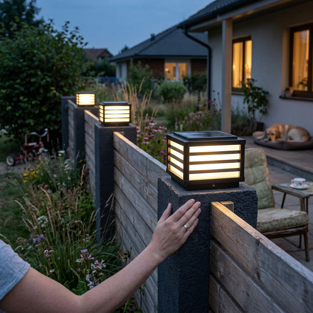Modern Minimalist Waterproof Solar Square Aluminum LED Post Landscape Lighting for Garden