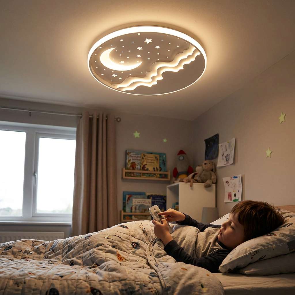 Nordic Creative Star Moon Round Aluminum LED Flush Mount Ceiling Light