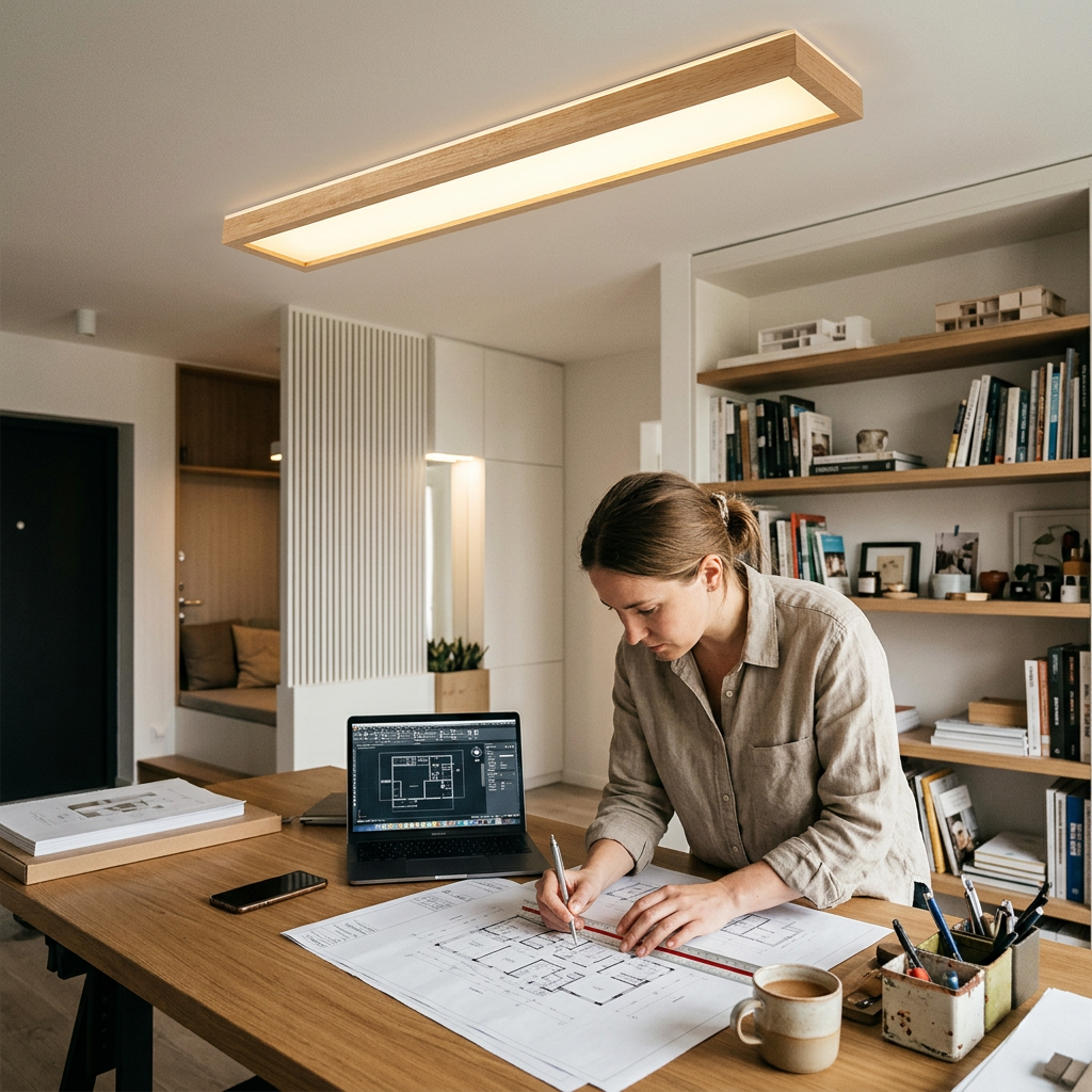 Japanese Minimalist Log Rectangular Walnut LED Flush Mount Ceiling Light