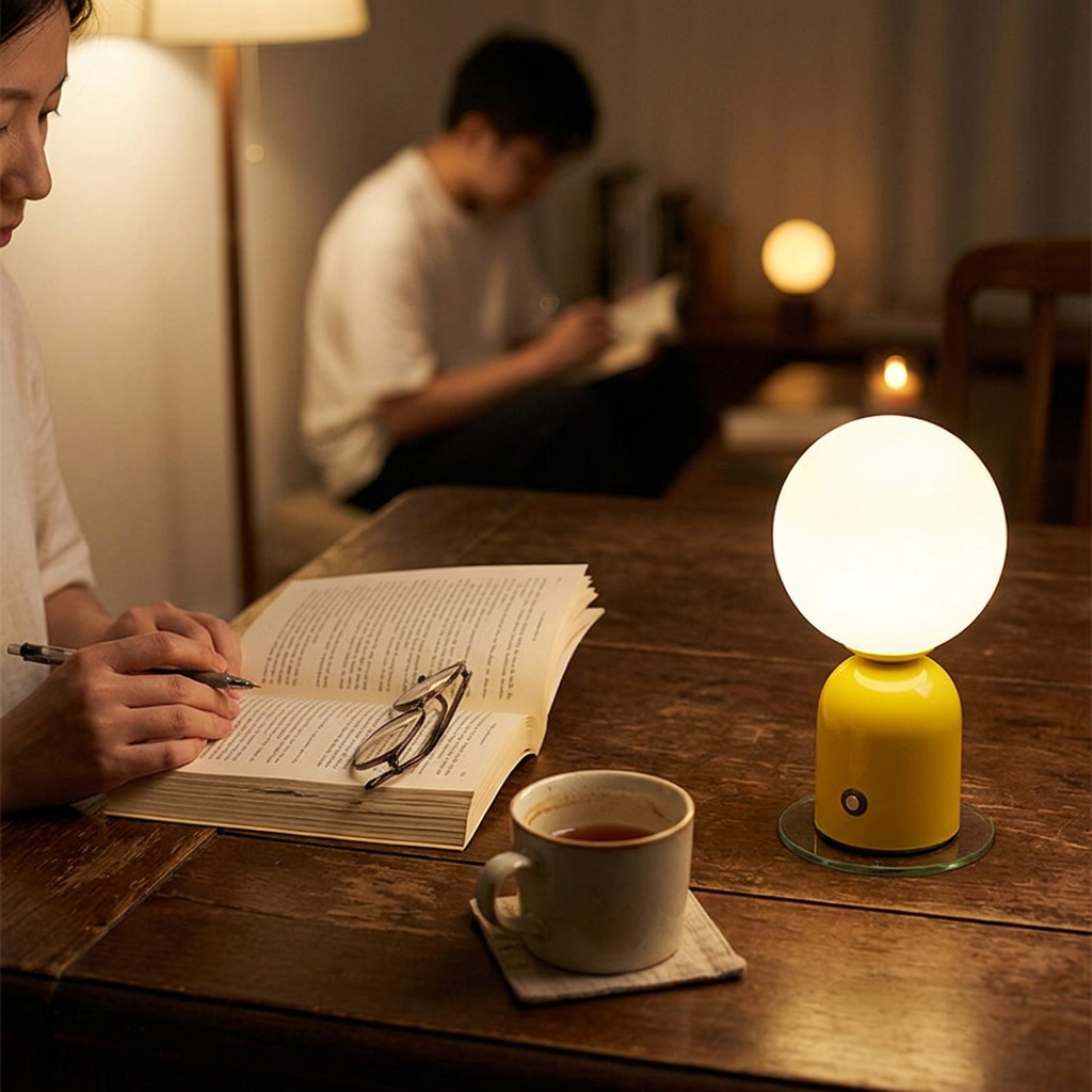 Contemporary Scandinavian Round Orb USB Iron Acrylic LED Table Lamp For Bedroom