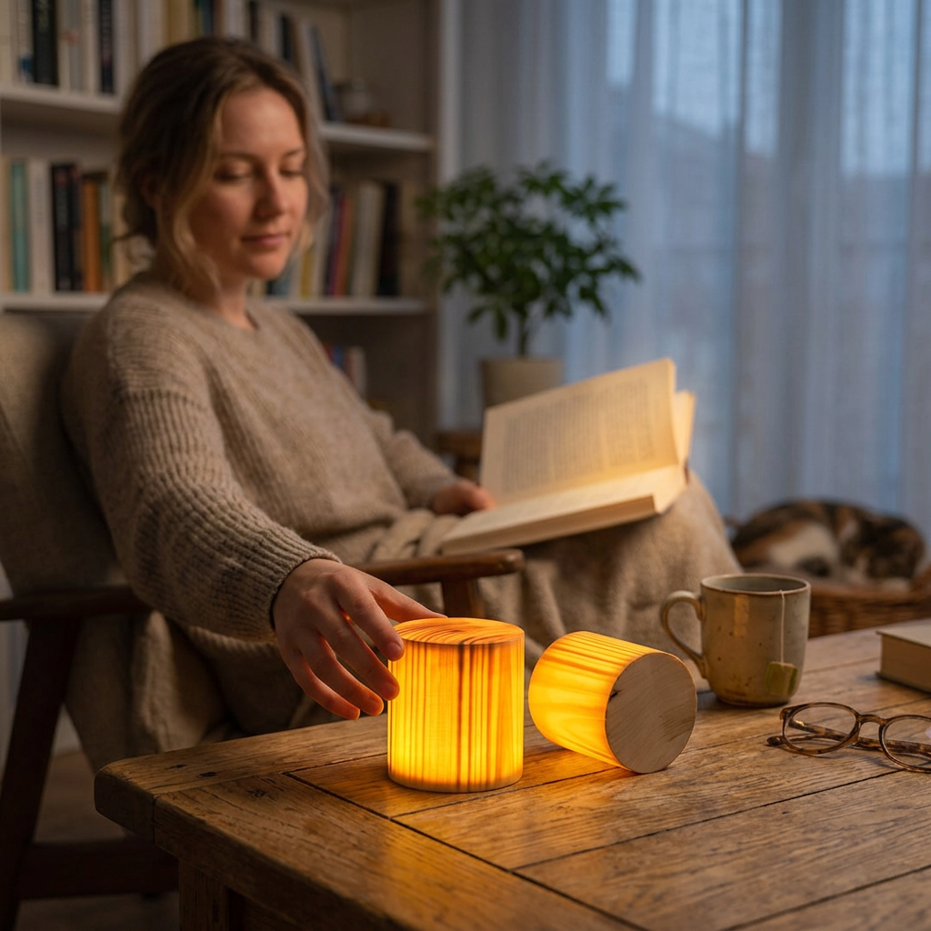 Creative Wood LED Touch Night Light Table Lamp