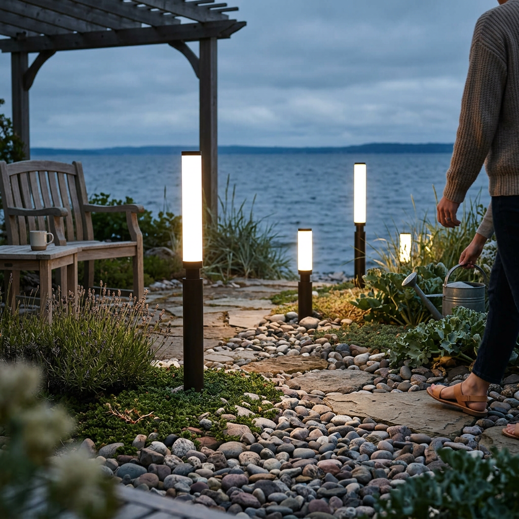 Modern Acrylic Waterproof Creative Lipstick Design LED Outdoor Lawn Floor Lamp