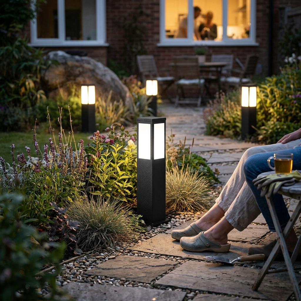 Modern Solar Lawn Square Column Outdoor Waterproof Path Lamp