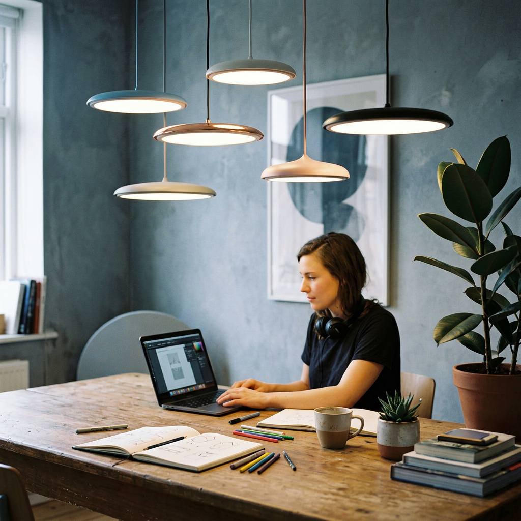 Nordic Macaron Flying Saucer Metal LED Pendant Light