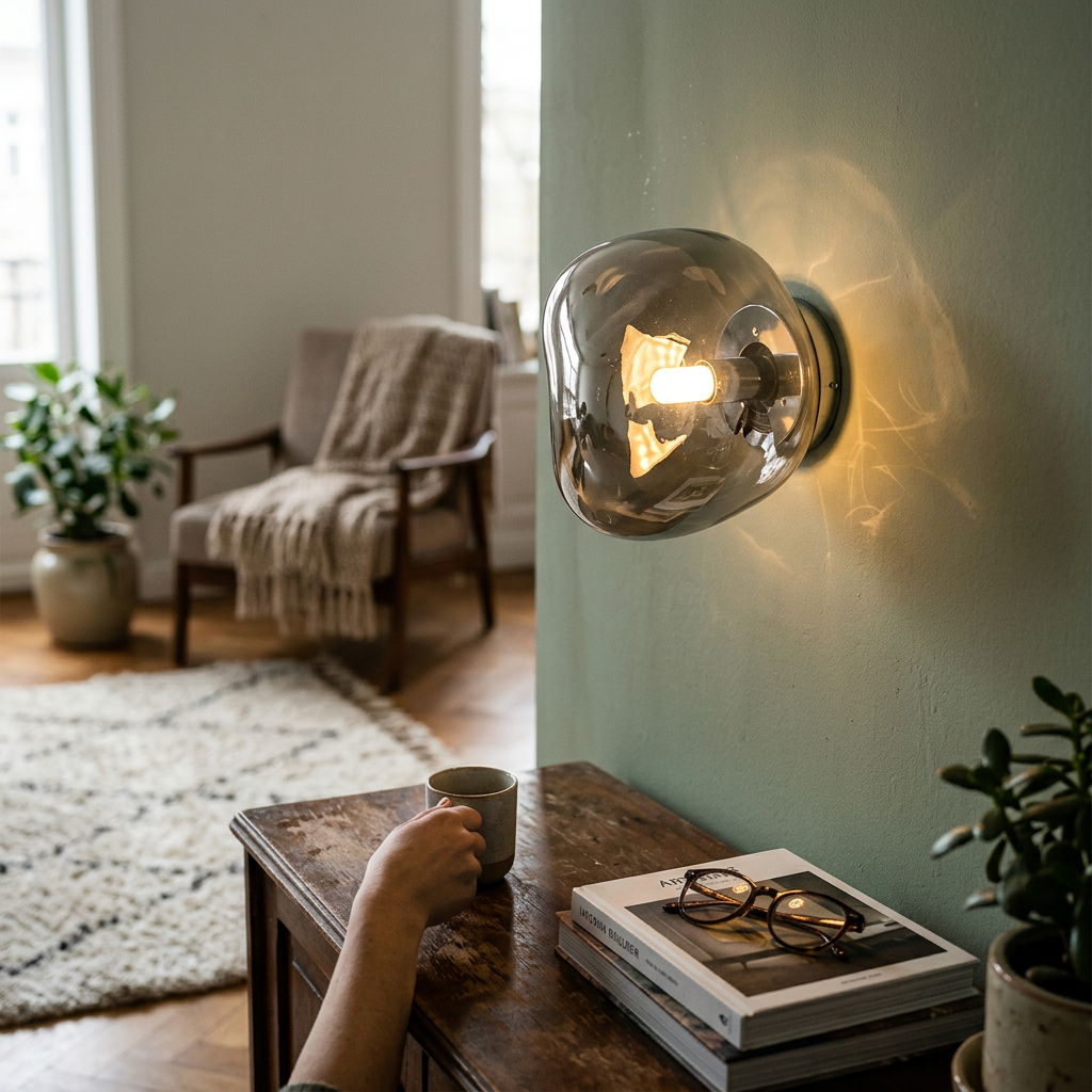 Modern Minimalist Irregular Spherical Electroplated Glass 1-Light Wall Sconce Lamp For Living Room