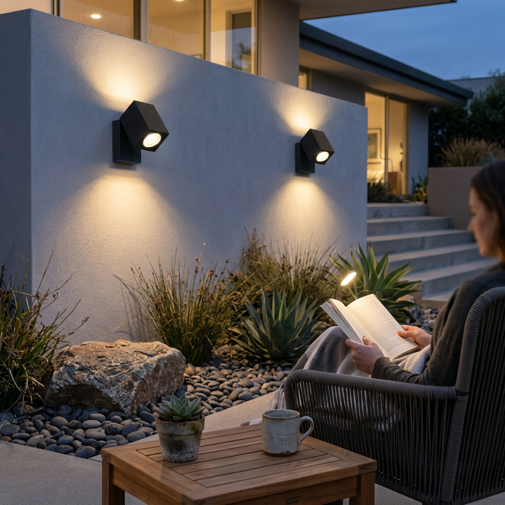 Modern Outdoor Waterproof Square Spotlight Adjustable Angle LED Garden Wall Sconce Lamp