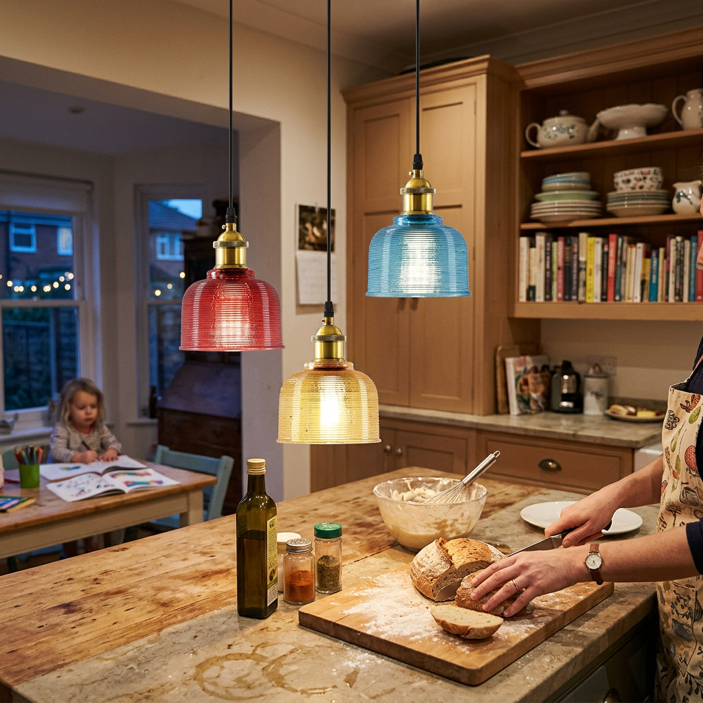 Vintage Textured Lattice Glass 1-Light Pendant Light