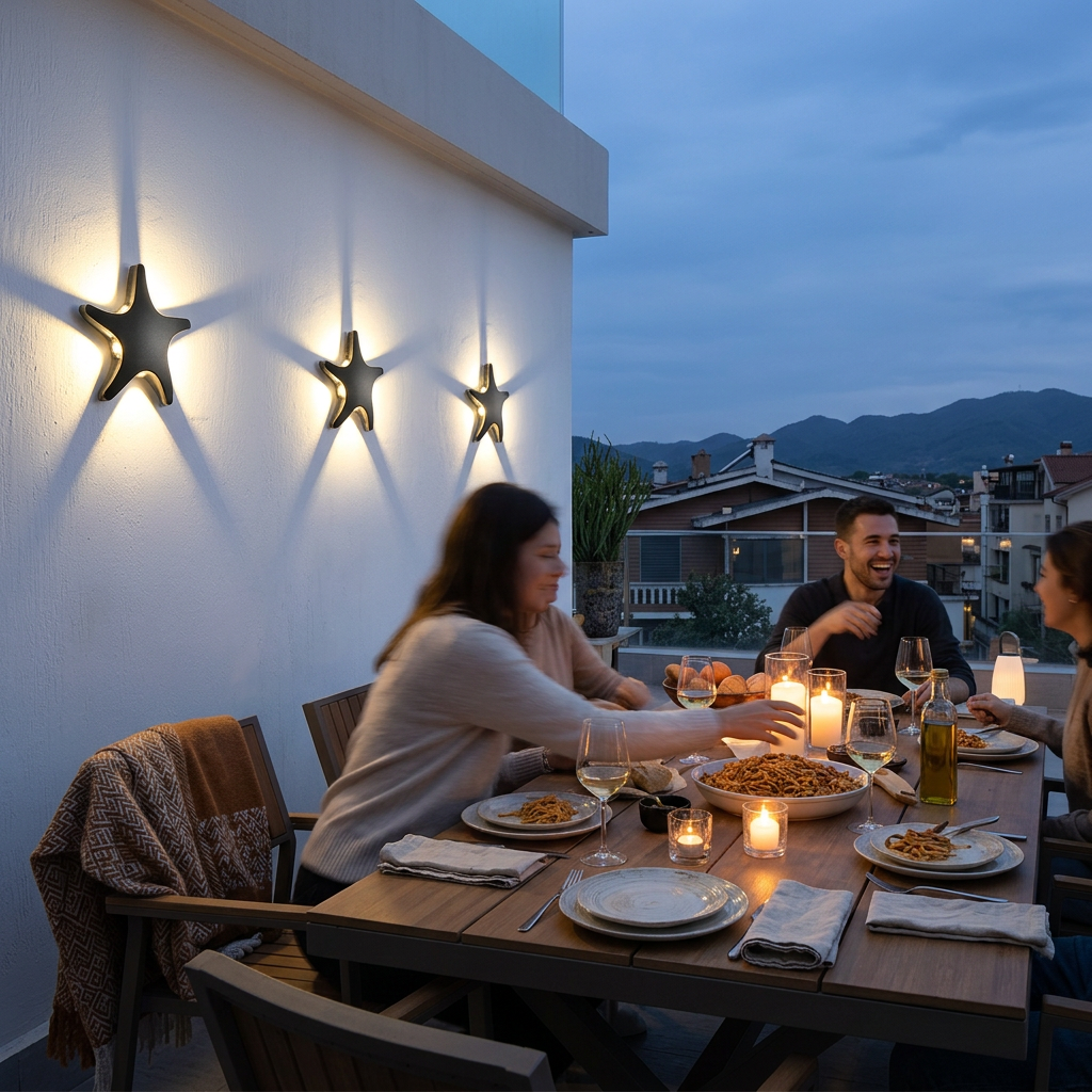 Contemporary Creative Waterproof Starfish Die-Cast Aluminum Acrylic LED Outdoor Wall Sconce Lamp For Outdoor Patio