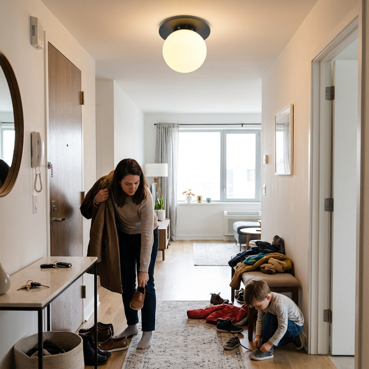 Modern Globe 1-Light Semi-Flush Mount Lighting