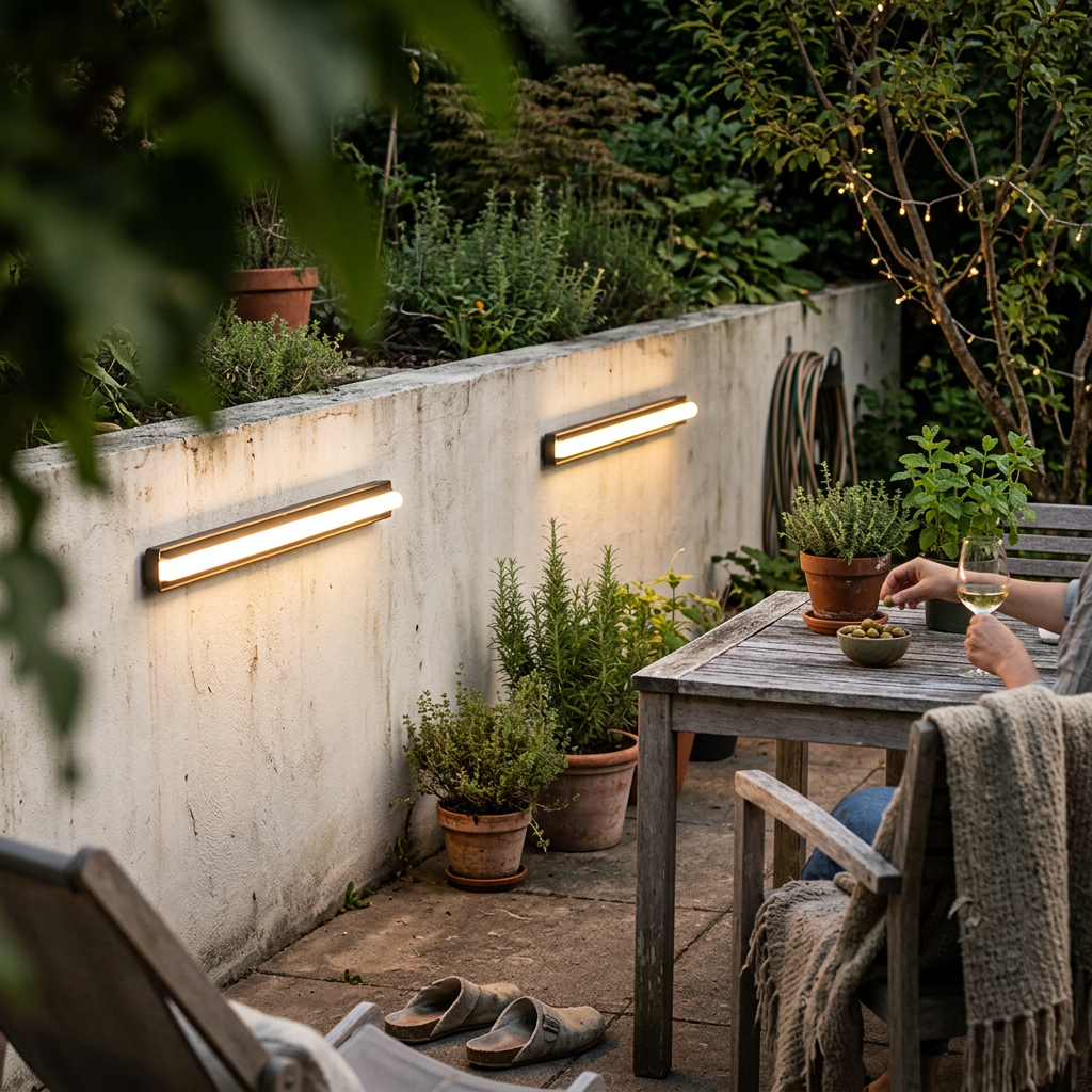 Modern Long Acrylic Solar LED Waterproof Outdoor Garden Wall Light