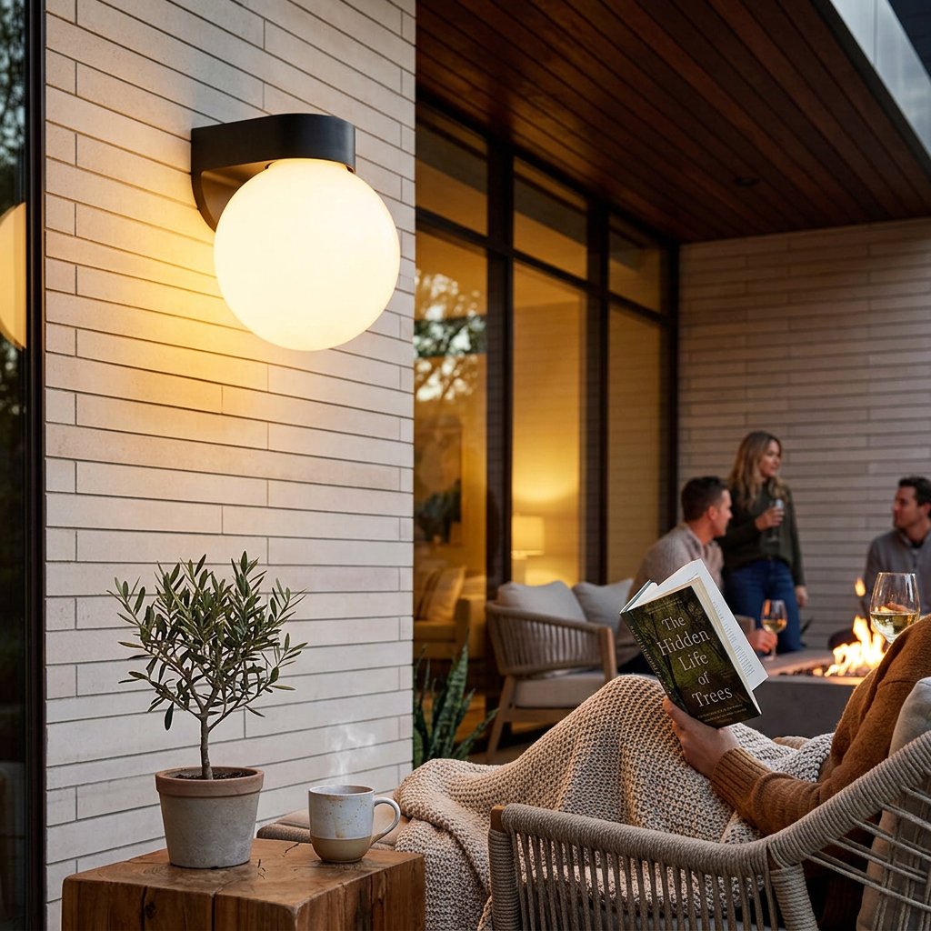 Modern Simplicity Waterproof Orb Polycarbonate Acrylic 1-Light Wall Sconce Lamp For Outdoor Patio