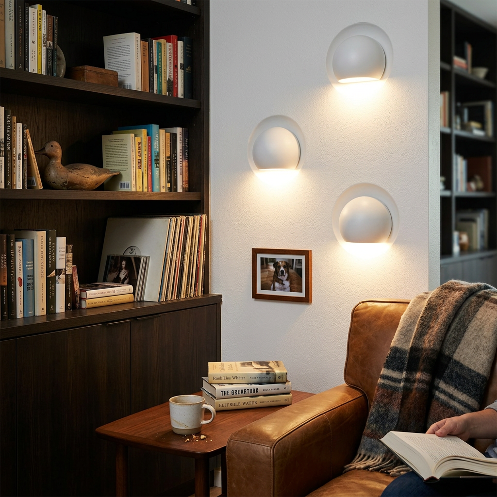 Modern Minimalist Recessed Plaster Round 1-Light Wall Sconce Lamp For Living Room
