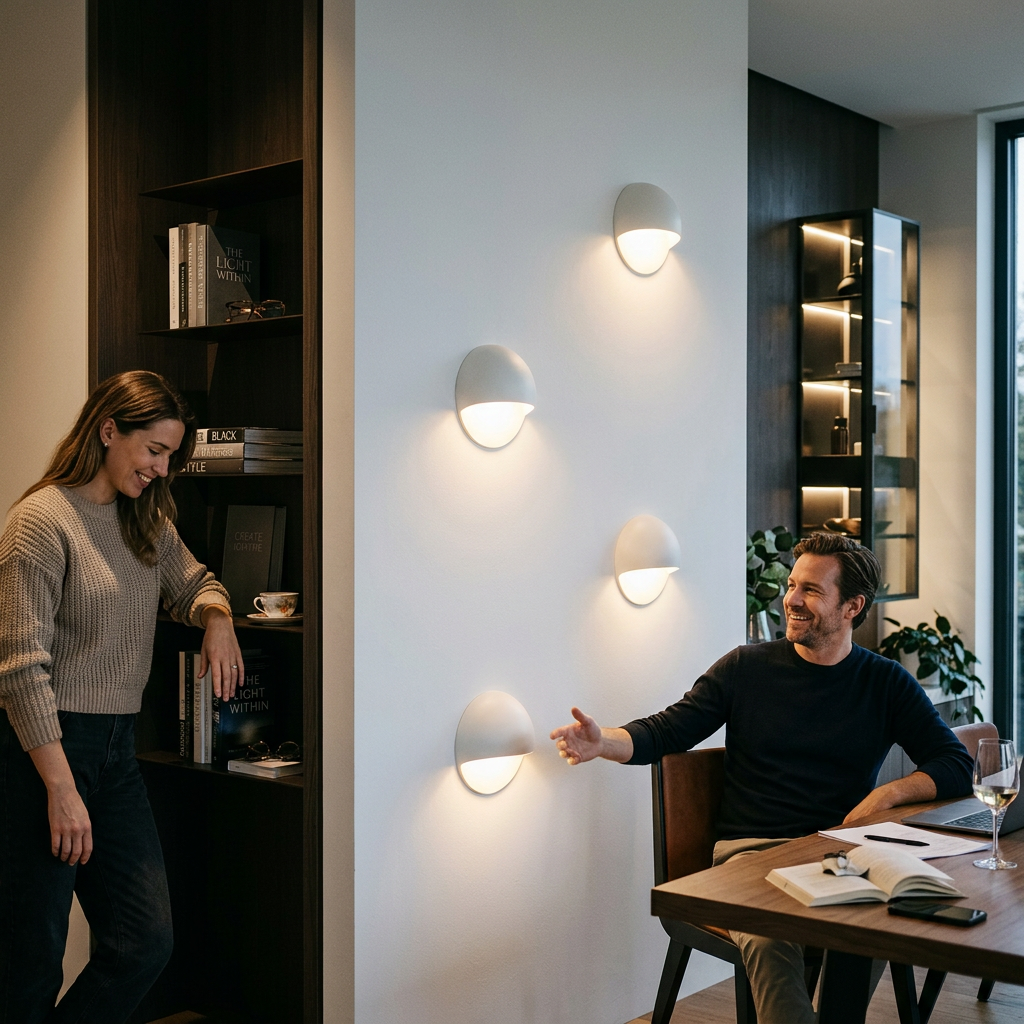 Modern Minimalist Recessed Plaster Round 1-Light Wall Sconce Lamp For Living Room