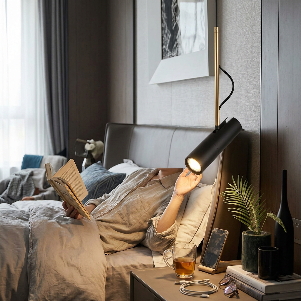 Modern Minimalist Gold 1-Light LED Spotlight Pendant Light