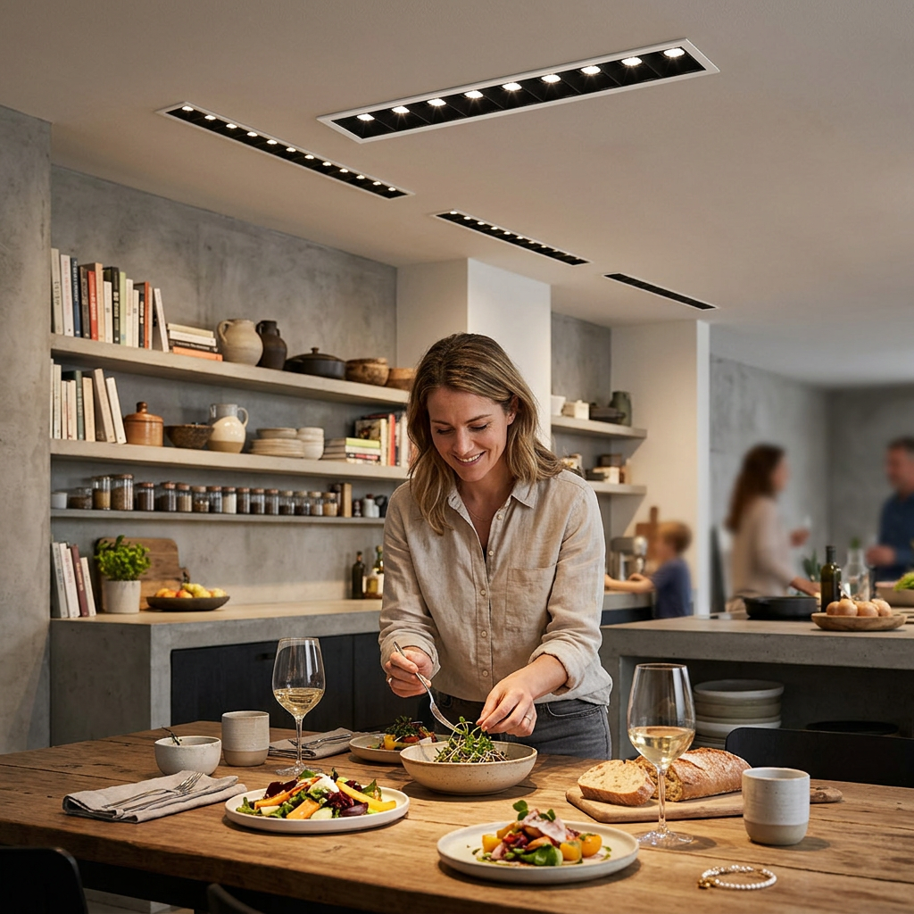 Modern Minimalist Aluminum LED Line Spotlight Flush Mount Ceiling Light