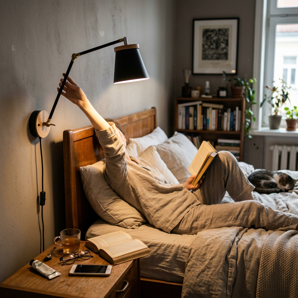 Contemporary Scandinavian Solid Wood Iron Cylinder Shade 1-Light Wall Sconce Lamp For Bedroom