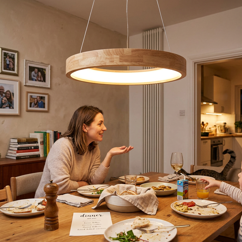 Japanese Simplicity Log Circle Island Light LED Chandelier
