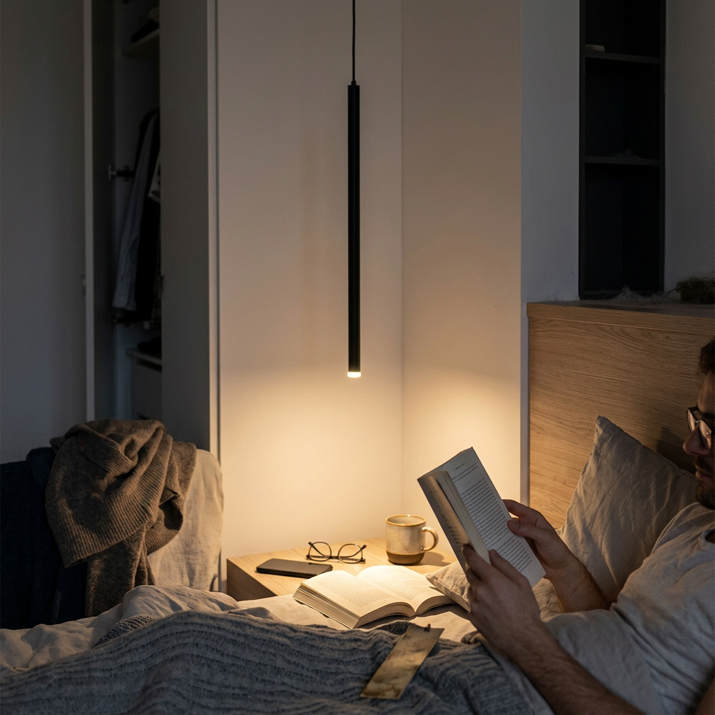 Modern Minimalist Aluminum Silicone Cylinder LED Pendant Light For Bedroom