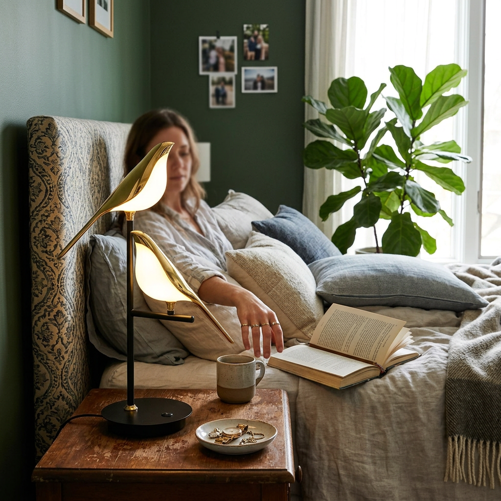 Nordic Minimalist Magpie Bird LED Table Lamp