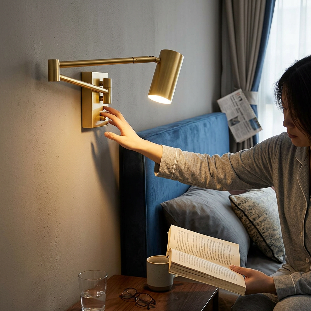 Nordic Luxury Copper Rotatable Eye Protection Reading LED Wall Sconce Lamp