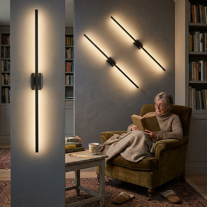 Nordic Minimalist Black Linear LED Mirror Front Light Wall Sconce Lamps
