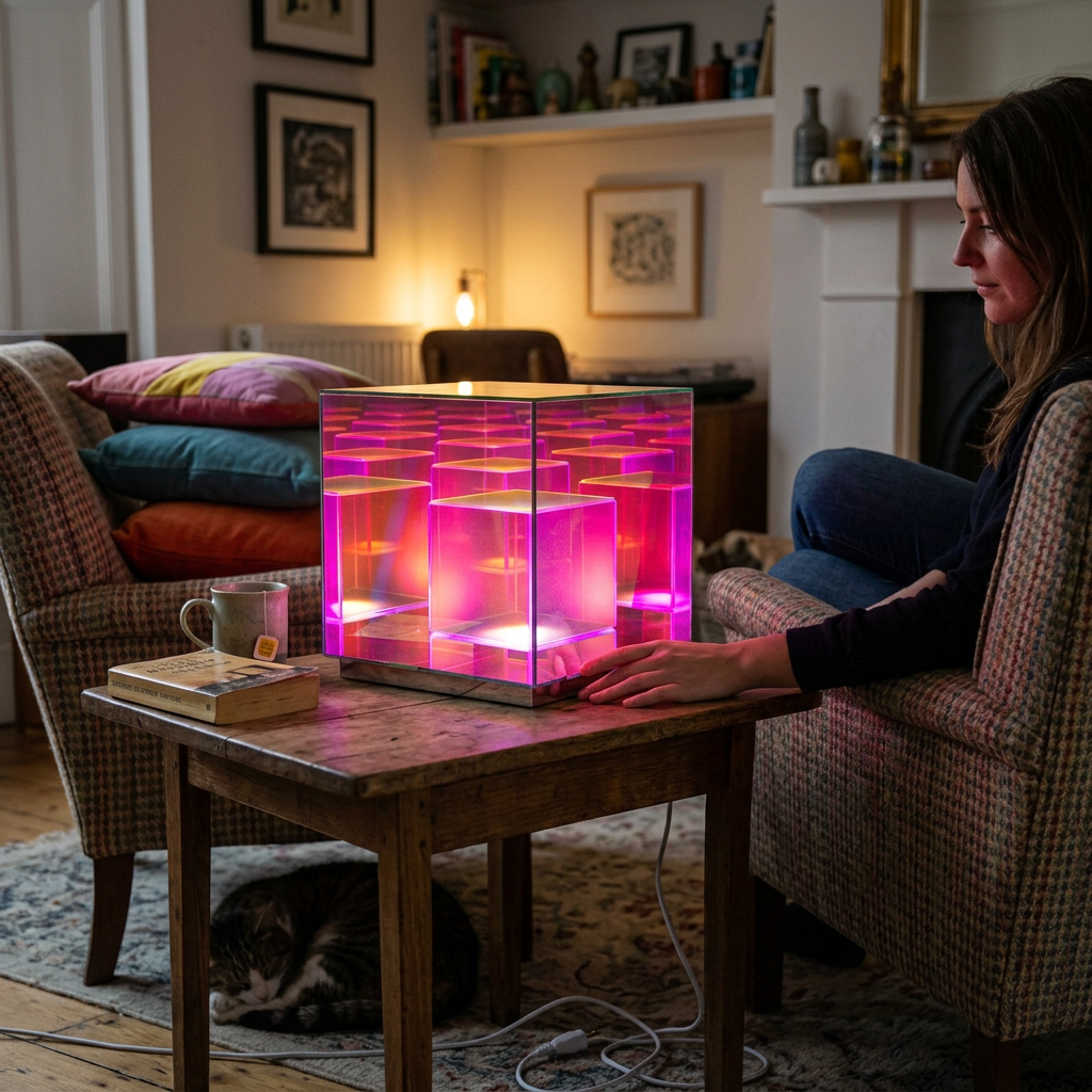 Modern Acrylic RGB Line Rubiks Cube LED Table Lamp
