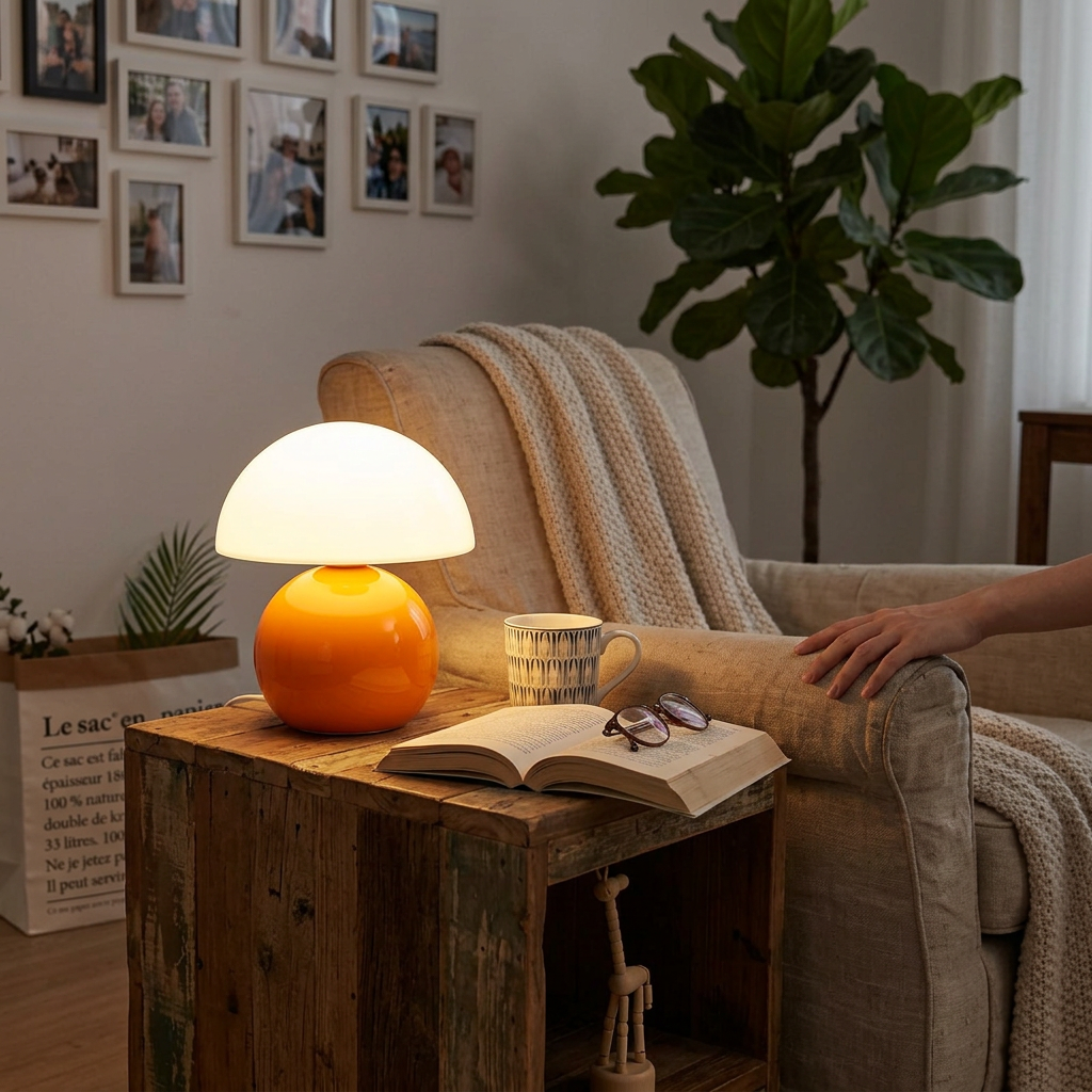 Contemporary Nordic Round Ceramic Glass 1-Light Table Lamp
