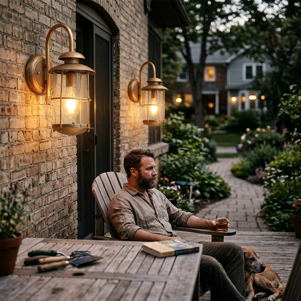 European Industrial Vintage Waterproof Outdoor Iron Glass 1-Light Wall Sconce Lamp
