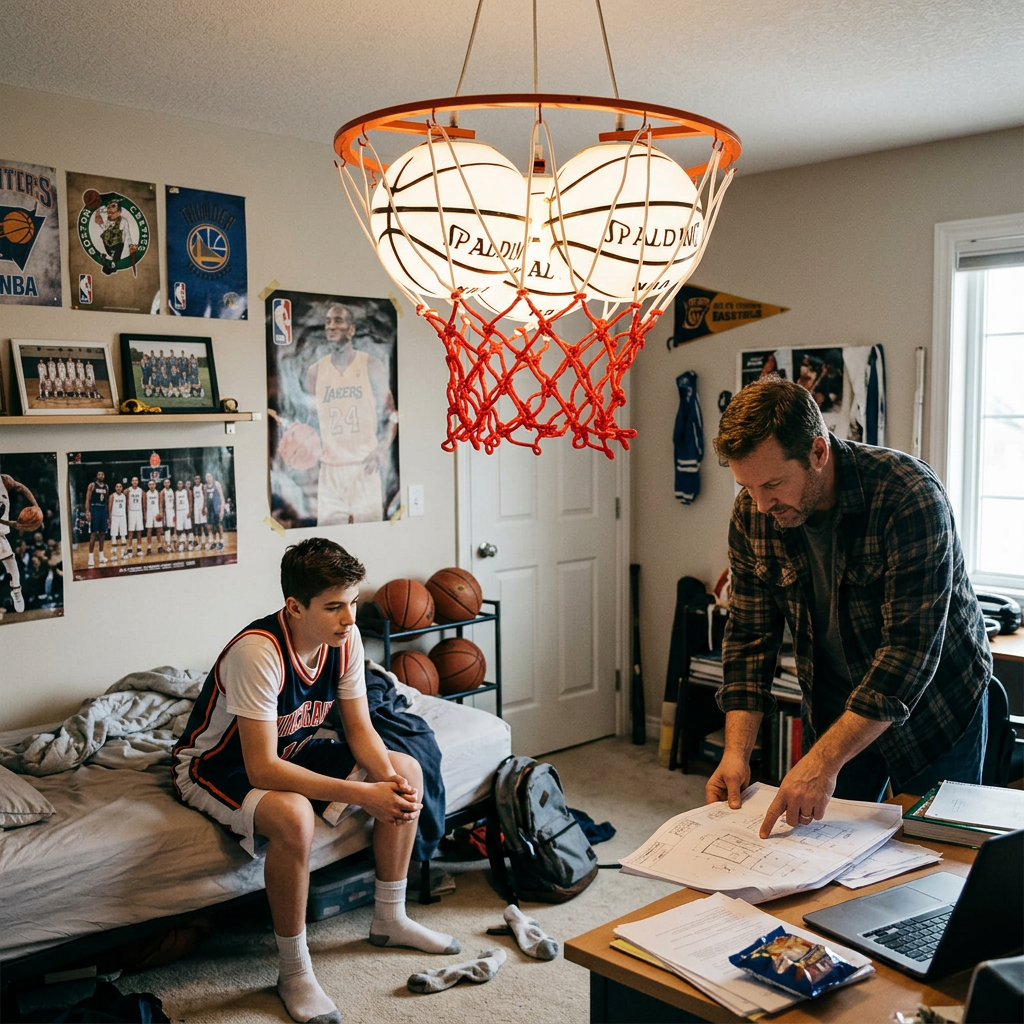 Creative Cartoon Basketball 3-Light Kids Chandelier