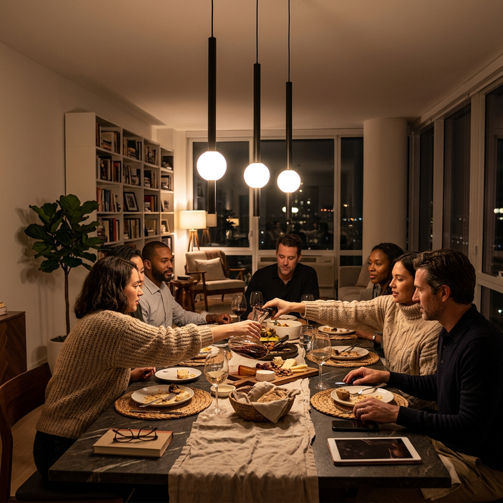 Modern Minimalist Long Cylinder with Metal Ball LED Pendant Light