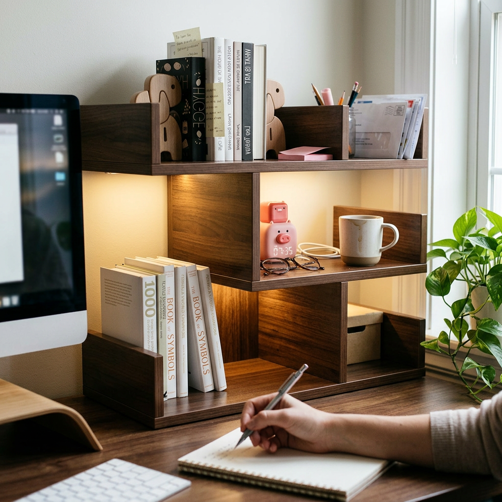 Modern Minimalist Rectangular MDF Bookshelf 3-Tier For Home Office