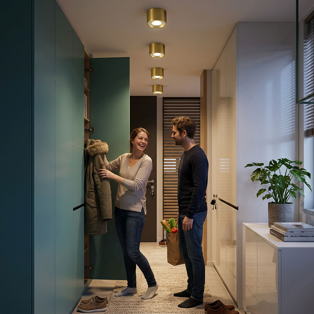Modern Cylindrical Brass LED Spotlight Flush Mount Ceiling Light